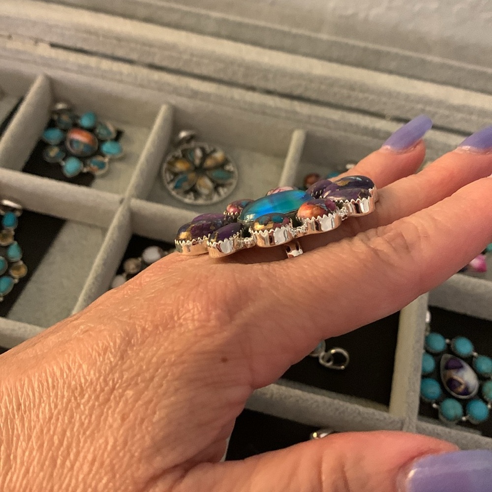 Sterling Silver Multistone Statement Ring - Picture 3 of 5